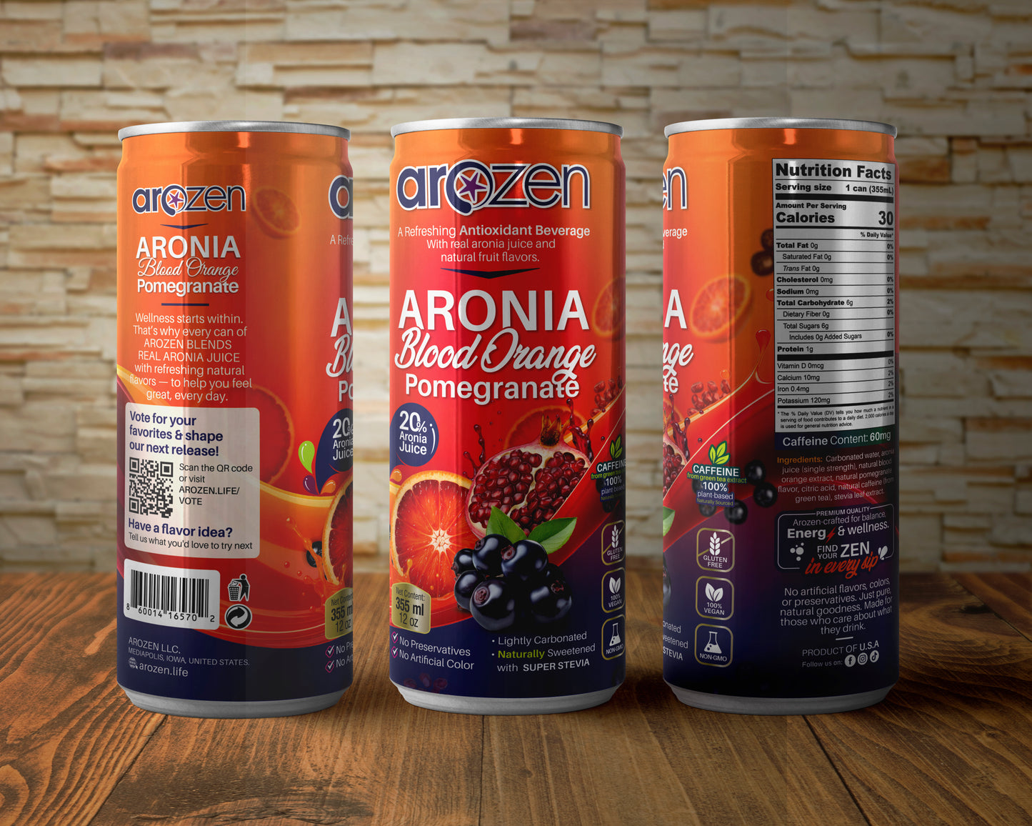 Aronia Blood Orange Pomegranate Antioxidant Beverage (60mg Caffeine!)