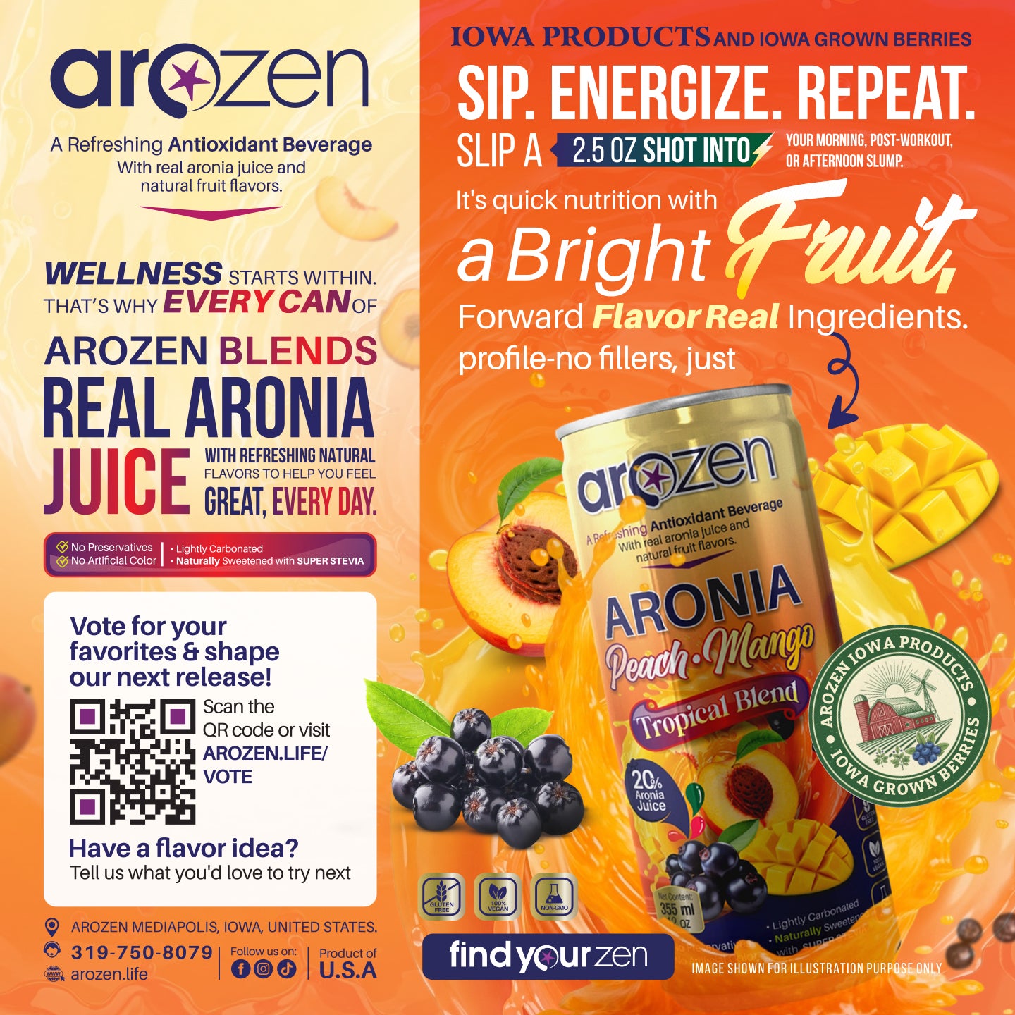 Peach Mango Aronia Antioxidant Beverage – 12-Pack