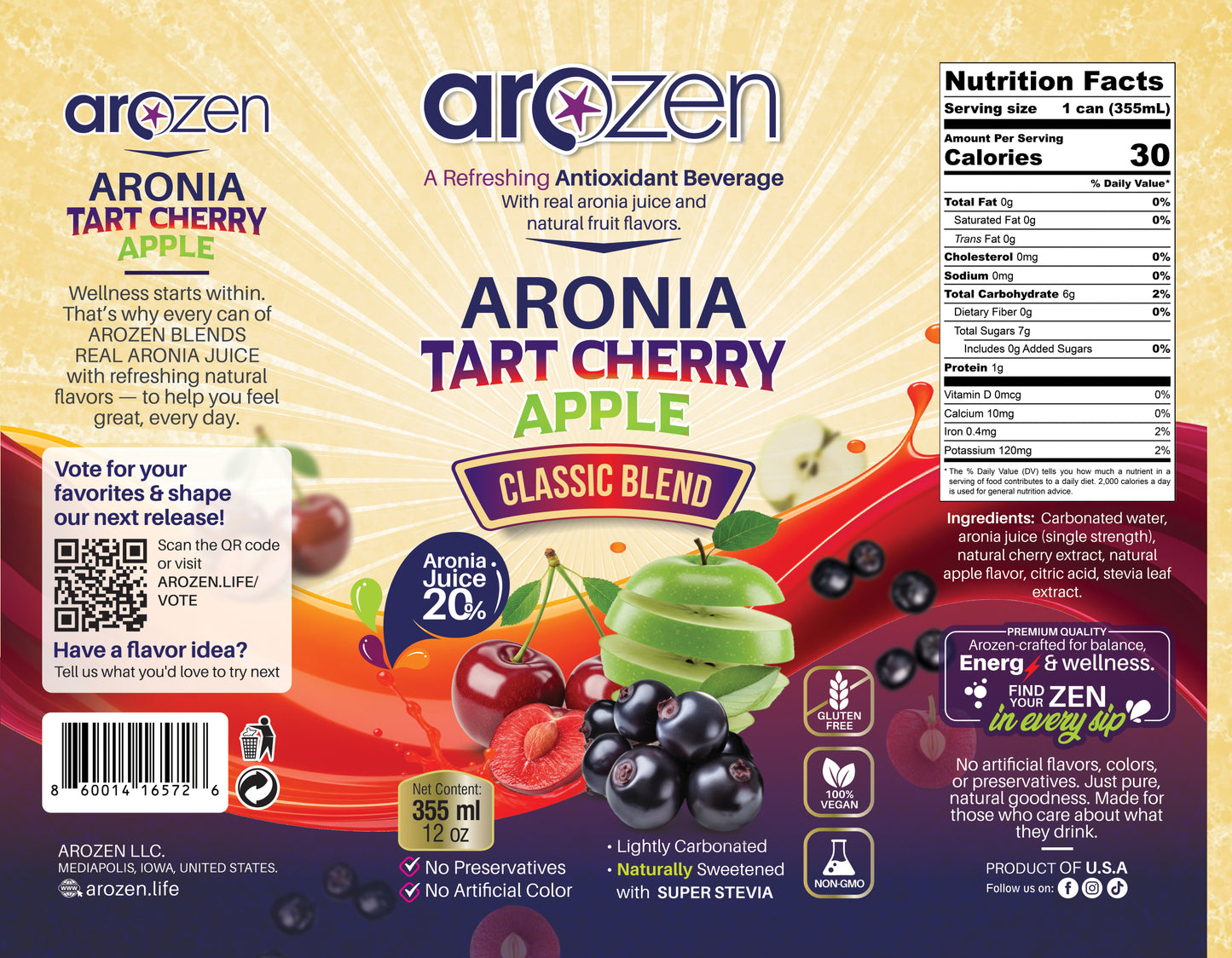 Tart Cherry Apple Aronia Antioxidant Beverage – 12-Pack